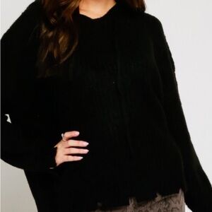 Olivaceous Black V-Neck Sweater
